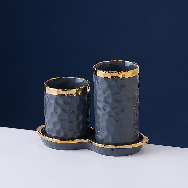 Hammer pattern creative ceramic chopstick cage drain tableware knife fork spoon chopsticks kitchen storage tube for home drain chopstick tube wholesale