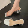 New 2025 crystal heeled slippers for women - summer ladies' sandals, transparent chunky heel, plus size, wholesale
