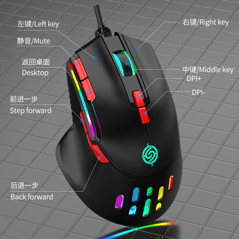 Viper q15 wired mechanical mouse - macro programmable, rgb lighting, pc laptop gaming mouse for esports and cf