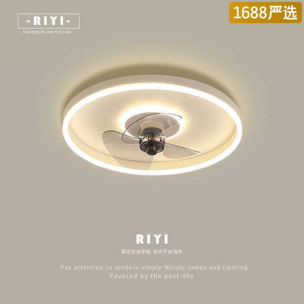 [Strict Selection] Smart Fan Light White Bedroom Ceiling Light Dining Room Study Tmall Genie Ceiling Fan Lighting