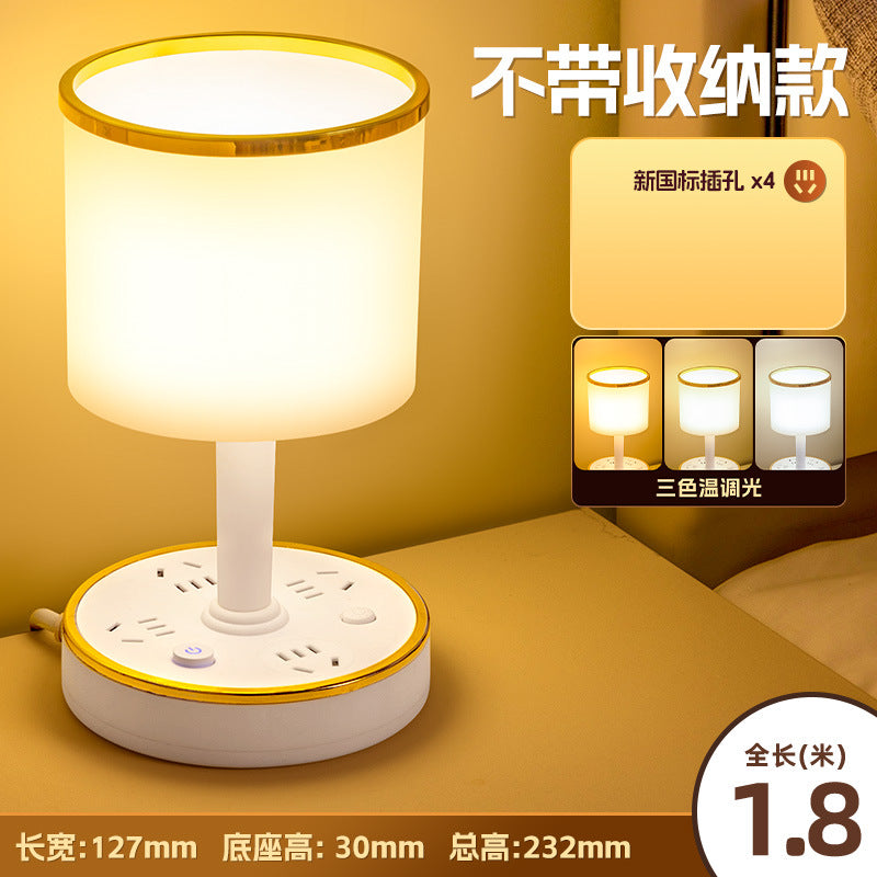 Integrated bedside lamp with cord management, socket, and led - multifunctional desktop plug-in usb light for dorms, bedrooms, and college students