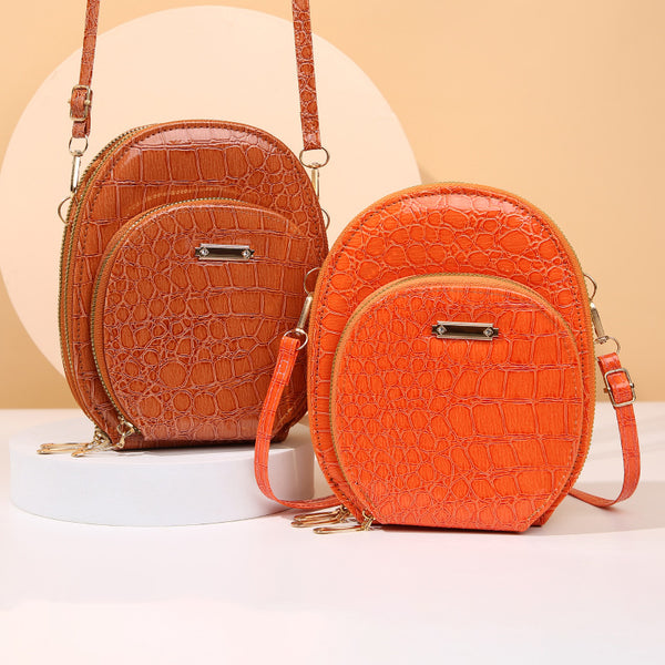 [Event Promotion] New Women's Crossbody Bag Crocodile Pattern Large Capacity Women's Shoulder Bag Small Round Bag in stock