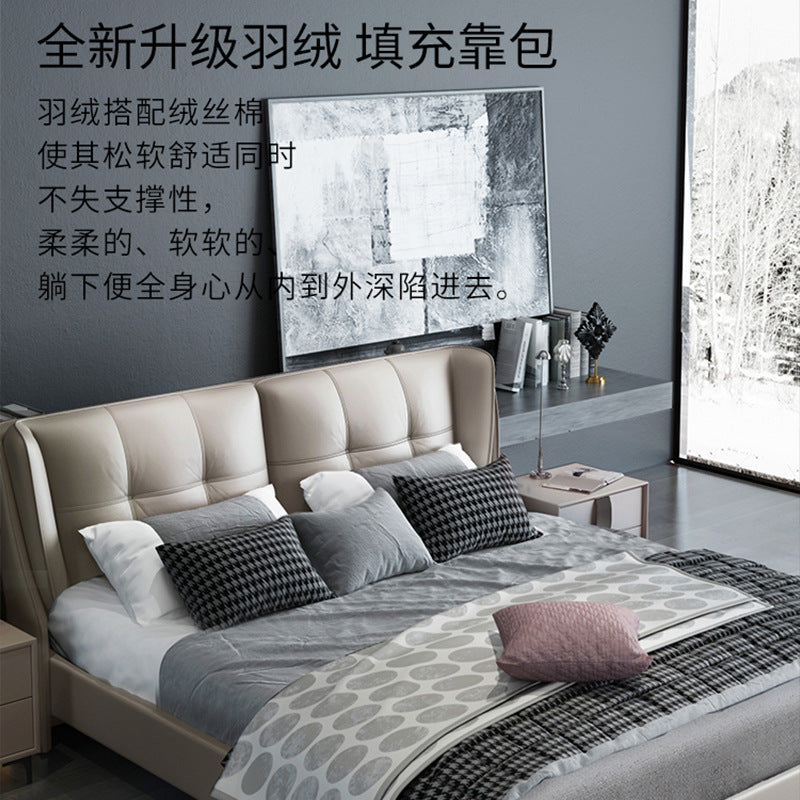 Italian accessible luxury leather bed modern small apartment 1.5m soft-packed leather bed master bedroom 1.8m double wedding bed