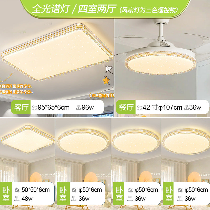 2025 New Lighting Bedroom Living Room Light Modern Simple Atmosphere Full Spectrum Eye Protection Ceiling Light Whole House Package