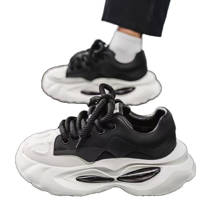 Men's shoes 2025 spring new thick soleeasiest for matchniche stylefashioncasual youth sports heightening dad shoes men