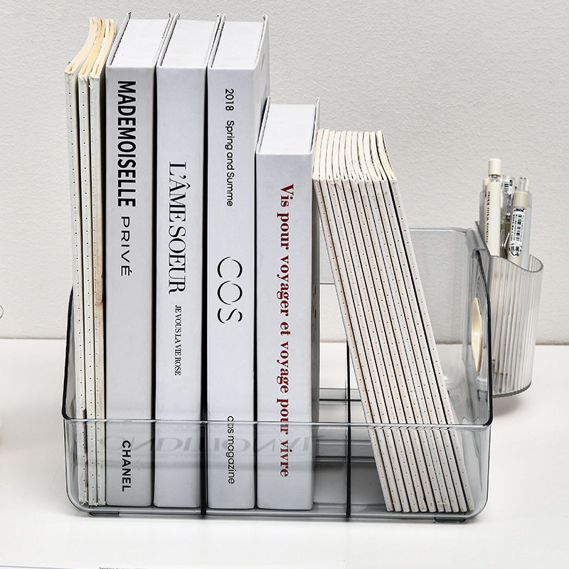 Bookshelf Desktop storage box Acrylic book desk storage box Stationery desk Student sorting box Bookshelf