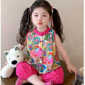 【comfortable neckline】girls' summer outfit set  new style baby floral tank top summer clothes little girl chic