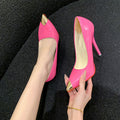 Plus size sexy color block european and american high heels 2026 summer new collection stiletto pointed toe patent leather cross-border professional women's pumps