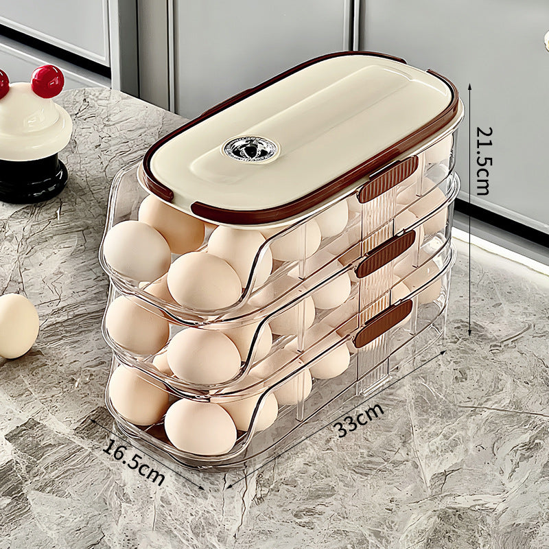Household multi-layer automatic rolling egg storage box, kitchen egg rack tray, refrigerator special light luxury egg box