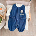 Spring and autumn suit baby clothes new arrival baby men and women infants and young children style denim suspenders two-piece set outing clothes