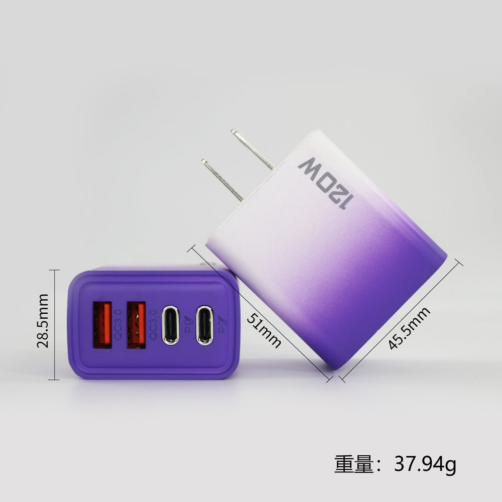 120w fast charging charger dual usb + dual type-c multi-port charging head us standard european standard mobile phone charger