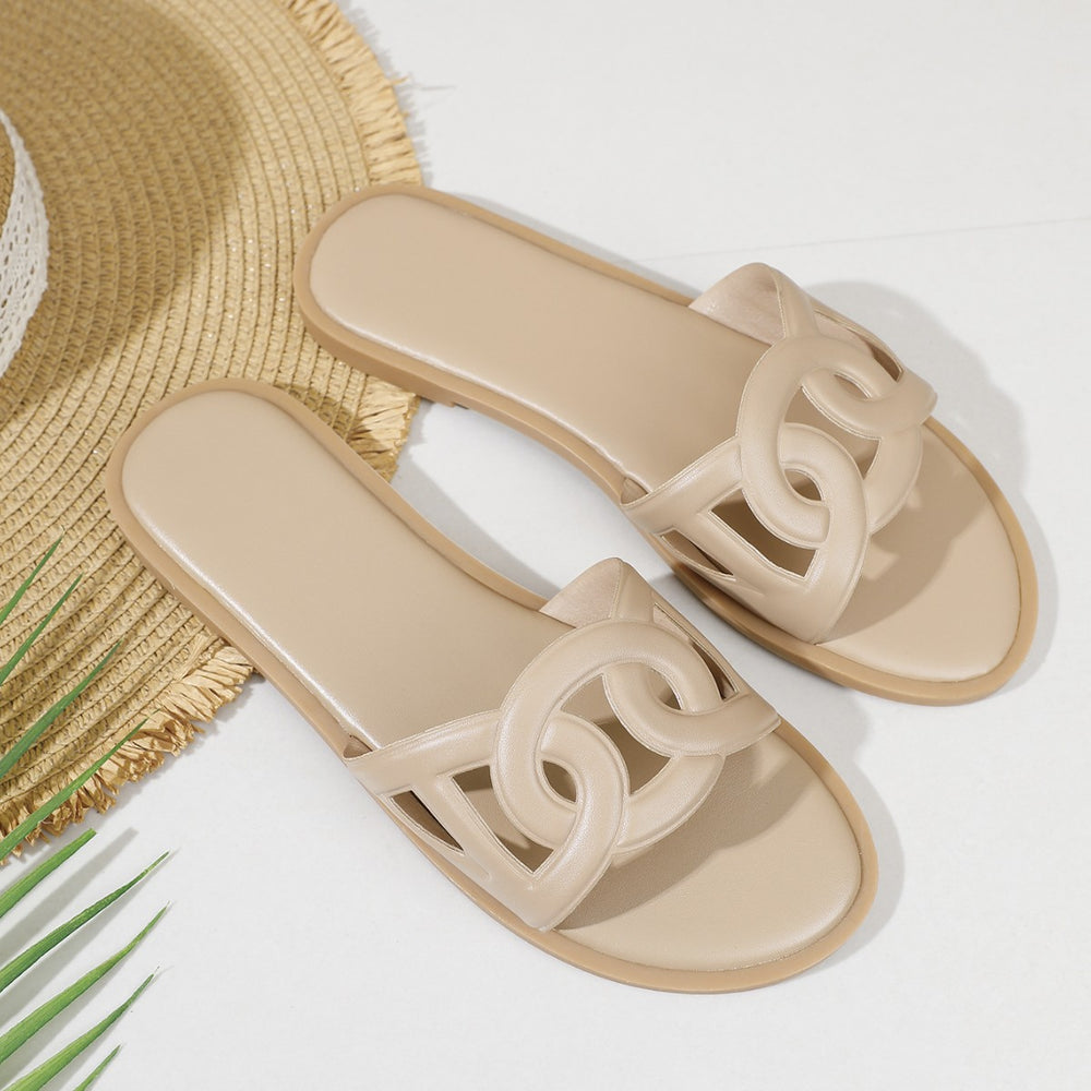 Plus size fashionable fairy style slippers flat bottom beach vacation sandals women's summer outdoor candy color sandals