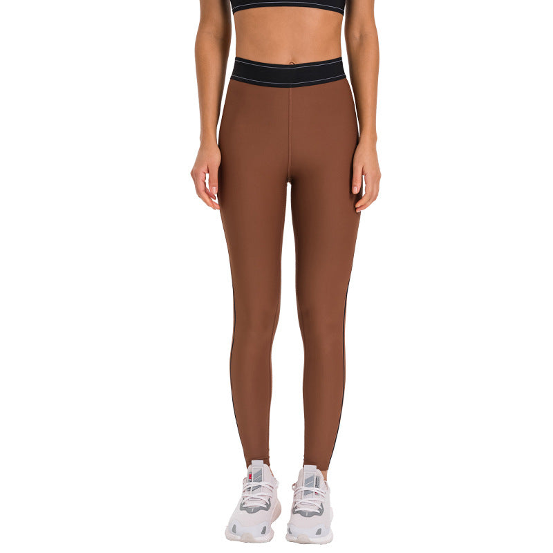 New color block elastic waistband workout leggings - high stretch, slim fit, figure-flattering yoga pants for women - dl347