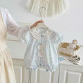 Summer floral lightweight baby romper - newborn summer outfit, short-sleeve bodysuit, crawling suit