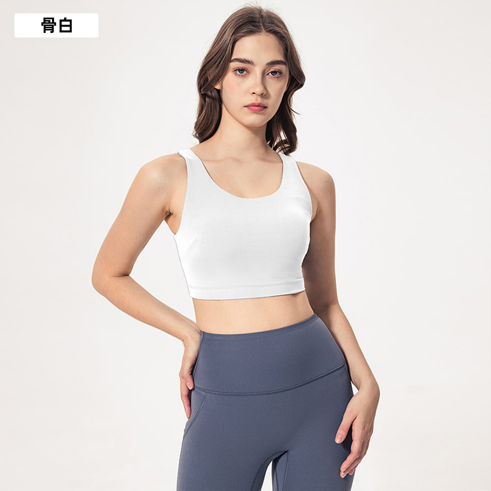 Naked feeling high-intensity sports bra women's no embarrassment line elastic tummy tight half length pants fitness yoga suitsuit