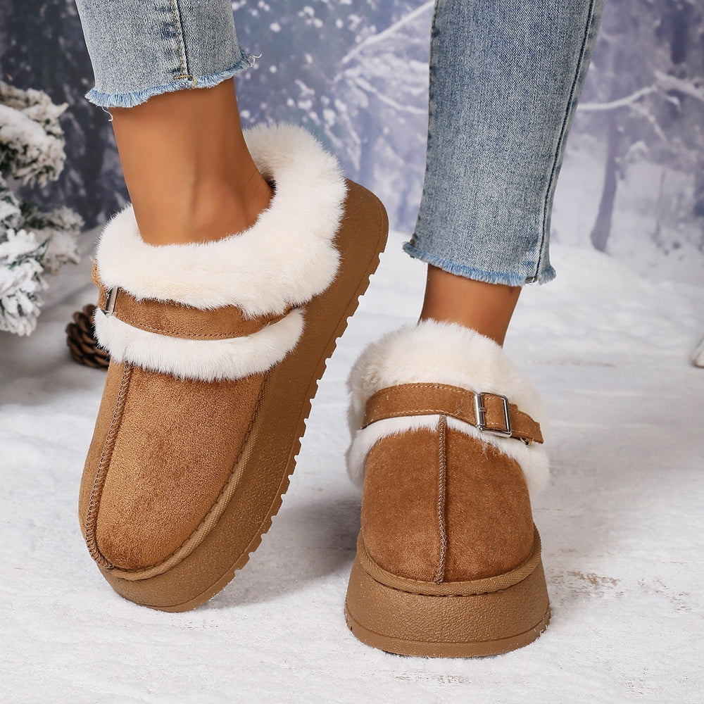 Wholesale women's winter new fashion shearling warm snow boots - slip-on, comfortable, lightweight, thick-soled ankle boots