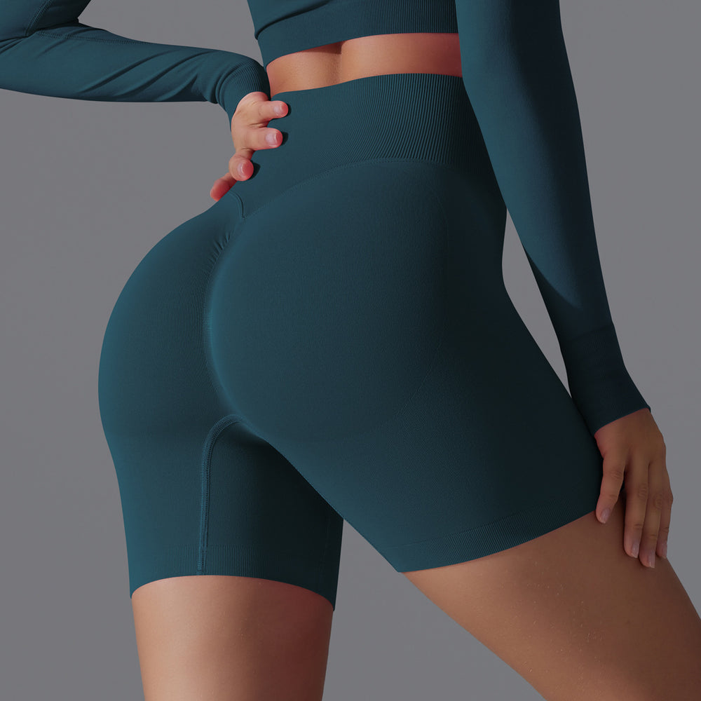European and american seamless yoga shorts - high waist, butt-lifting, compression shorts - breathable, quick-drying, running, sports, fitness, 3/4 length shorts