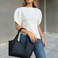 summer new women's fashion: cross-border european and american style, everyday casual, loose fit, bubble sleeve, solid color top