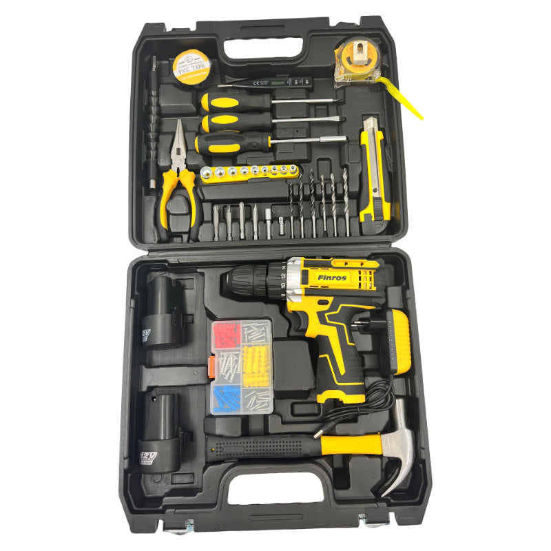 Foreign trade  DW 12V multi-functional screw impact two-speed lithium battery electric drill set accessories toolbox