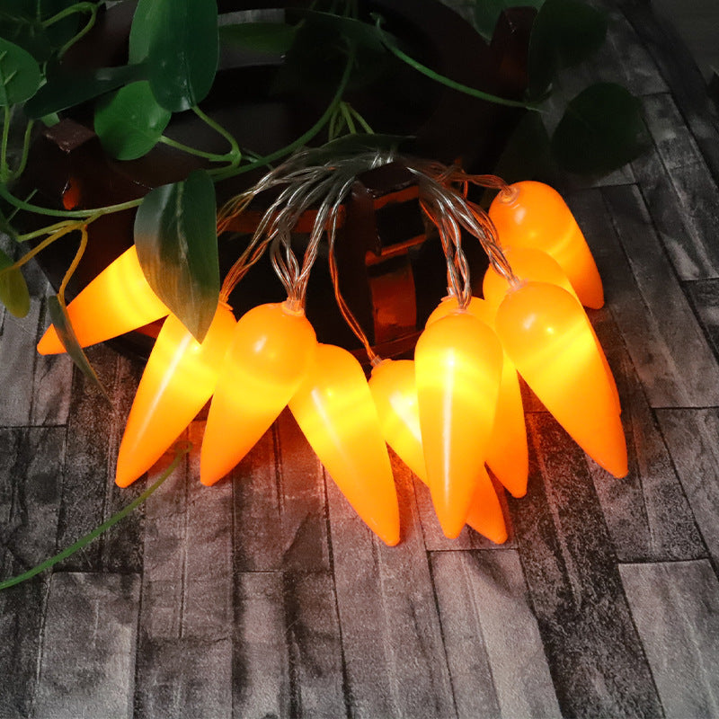 New LED Easter decorative light string, indoor layout creative USB battery box, carrot shape color flash light string