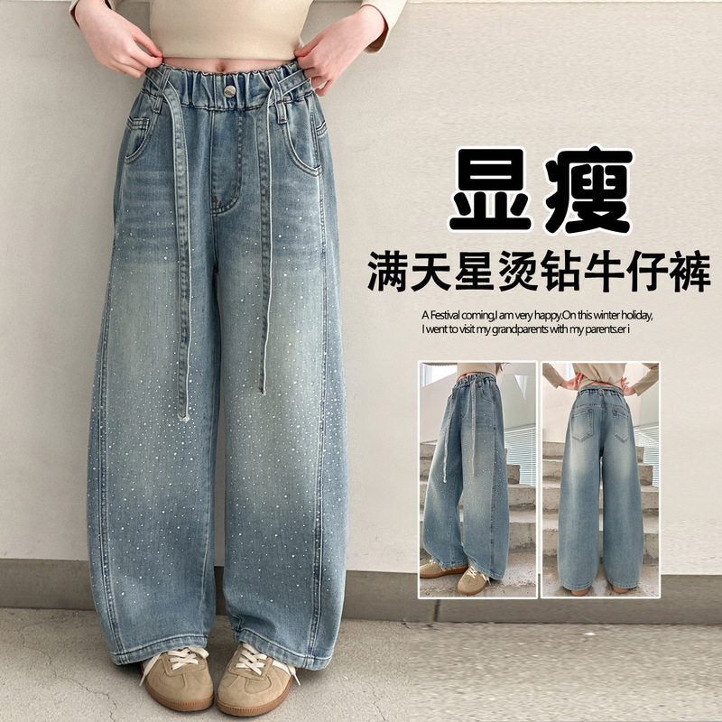 Girljeansspring & fallnew arrivalgirlbig girlpantsspring & fall style western style tall pantsgirlloose scimitar pants