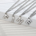 Minimalist micro-paved zircon stainless steel chain letter couple bracelet - 26 english alphabet pendant - lightweight luxury niche design