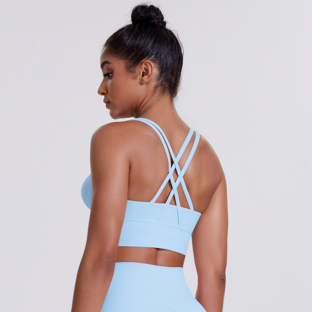 cloud-feeling brushed cross-back sports bra casual running bubble wrap fitness vest yoga clothes for women