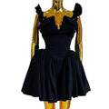European and american cross-border women's fashion:  summer new arrival - elegant bandeau dress with flutter sleeves, high waist, slimming a-line, and spaghetti straps