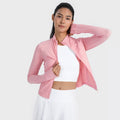 Vertical rib 2.0 high elastic tight moisture-absorbing yoga outwear sports running zipper shortjacketdaw006