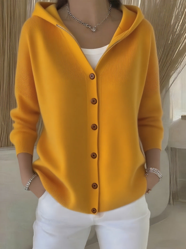 fashion autumn winternew arrivalhoodedknittingcardigan women's pure colorcasualfashionsweateroutwear women