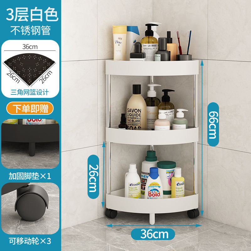 Triangular storage rack floor-standing kitchen corner bath bathroom shower corner multi-layer toilet storage rack
