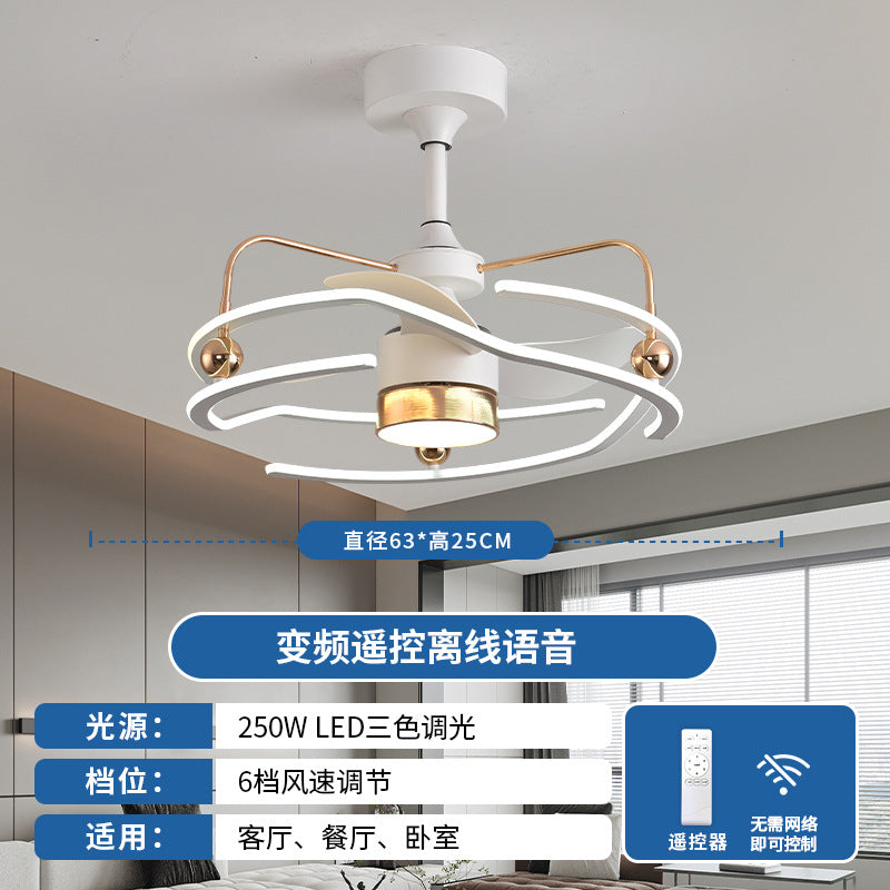 2025 New Fan Light Silent Ceiling Fan Light Restaurant Dining Room Bedroom Electric Fan Light Integrated Zhongshan Ceiling Fan Lighting