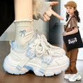 Girls' white sneakers -  new summer collection - kids' athletic dad shoes - breathable mesh - versatile running shoes for girls
