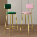 Minimalist modern high bar stool - nordic style gold-tone luxury iron backrest chair for bar, ktv, and counter seating
