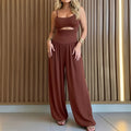cross-border e-commerce women's clothing: new summer set - casual, loose-fit solid color camisole top and wide-leg pants two-piece outfit