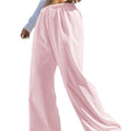fashion nude pink casual loose pants high waist drawstring drape mop pants thin easiest for match