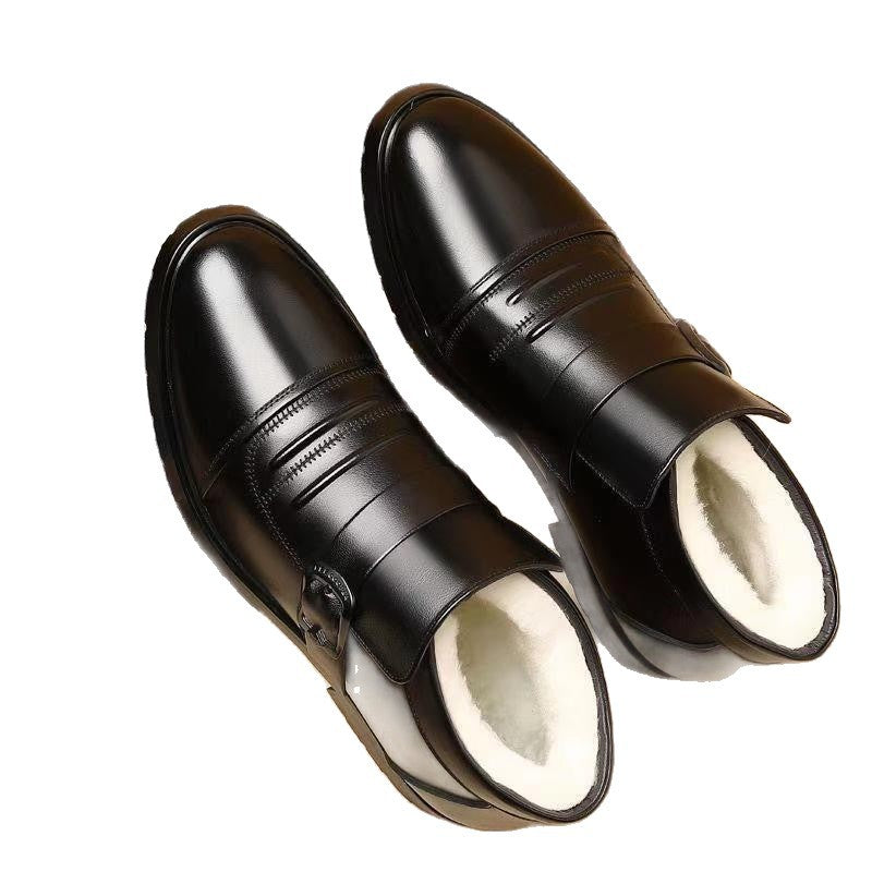 Winternew arrival real soft leather cotton shoes mencasualfashion men's cotton boots middle-aged and elderly easiest for matchheattechfleece-lined dad shoes