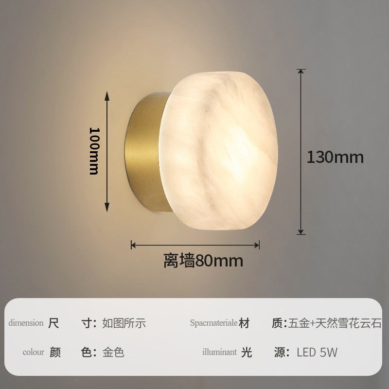 accessible luxury designer marble wall lamp bedside postmodern casual bedroom living room background atmosphere lamp