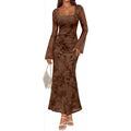 dopamine  autumn new arrival: high-end, elegant, and effortless long-sleeve mesh maxi dress