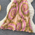 Frenchniche style holiday style dress women's summer fashionprinting suspender v neckhigh waistslimming lookelegant long skirt