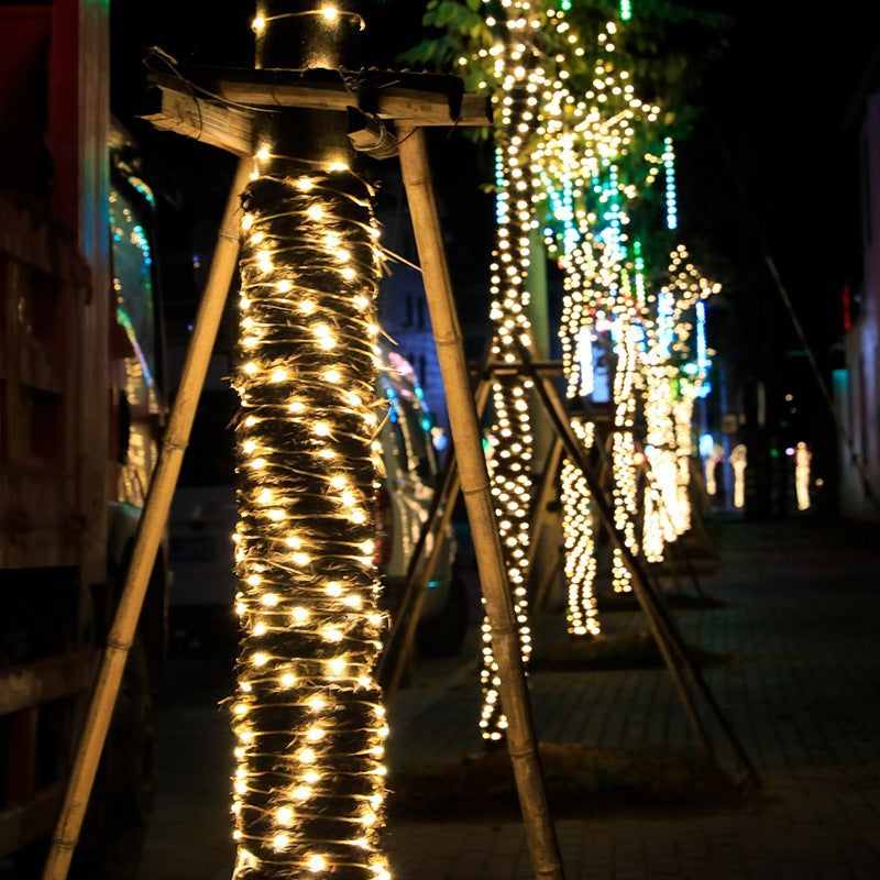 LED solar leather line light outdoor waterproof lantern Christmas garden decoration light holiday light string lighting engineering light