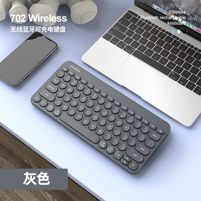 Xinmeng rf702 wireless bluetooth keyboard and mouse combo - rechargeable punk round keycap keyboard for tablets and laptops