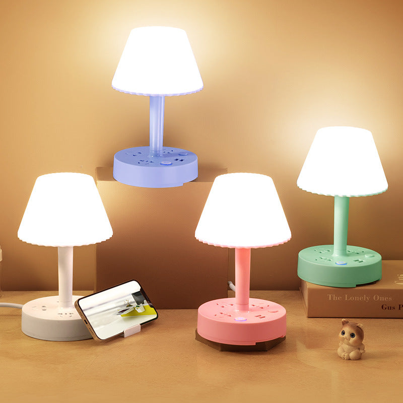 Multifunctional desk lamp socket all-in-one eye protection bedside lamp multi-slot cold and warm light for home remote control bedroom lamp plug strip