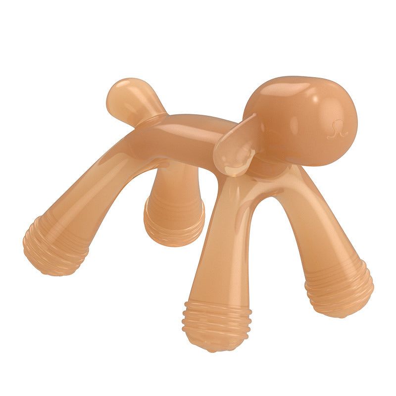 Baby teething glue, cartoon dog biting glue biting music boiled food grade silicone anti-eating hand baby grinding stick