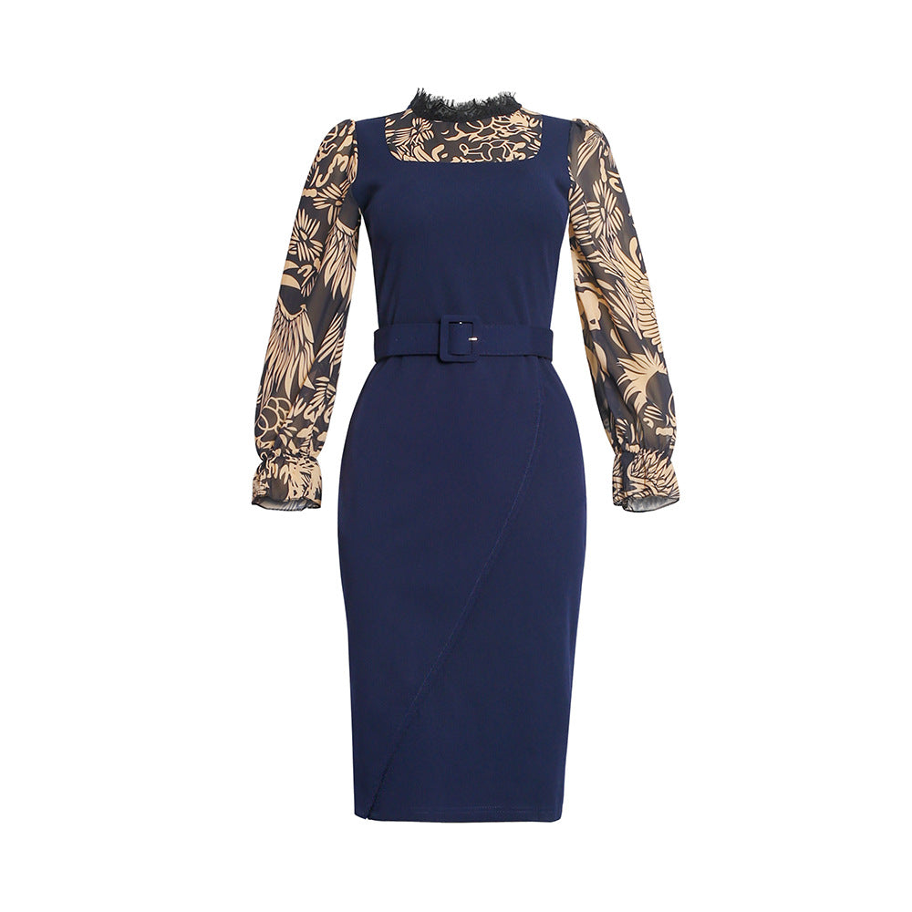 African cross-border sourcing: plus size women's printed dress -  - ol professional pencil skirt + belt