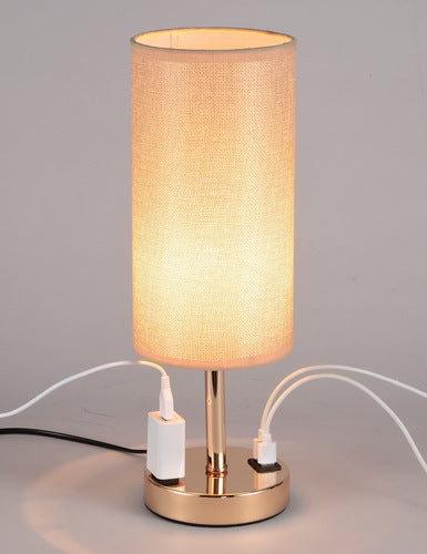 USB charging table lamp wooden base small table lamp  e-commerce  provides E26 zipper lamp holder touch dimming