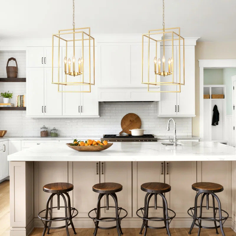 Cross-border special wayfair American chandelier rectangular style wrought iron lamp suitable for restaurant living room exhibition chandelier