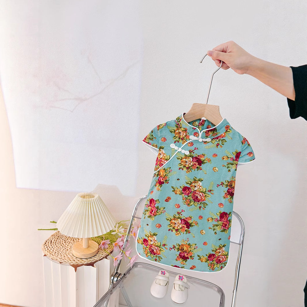 Baby girl cheongsam dress summer new style princess dress 1-2-3-4-5 years old toddler hanfu girl summer outfit