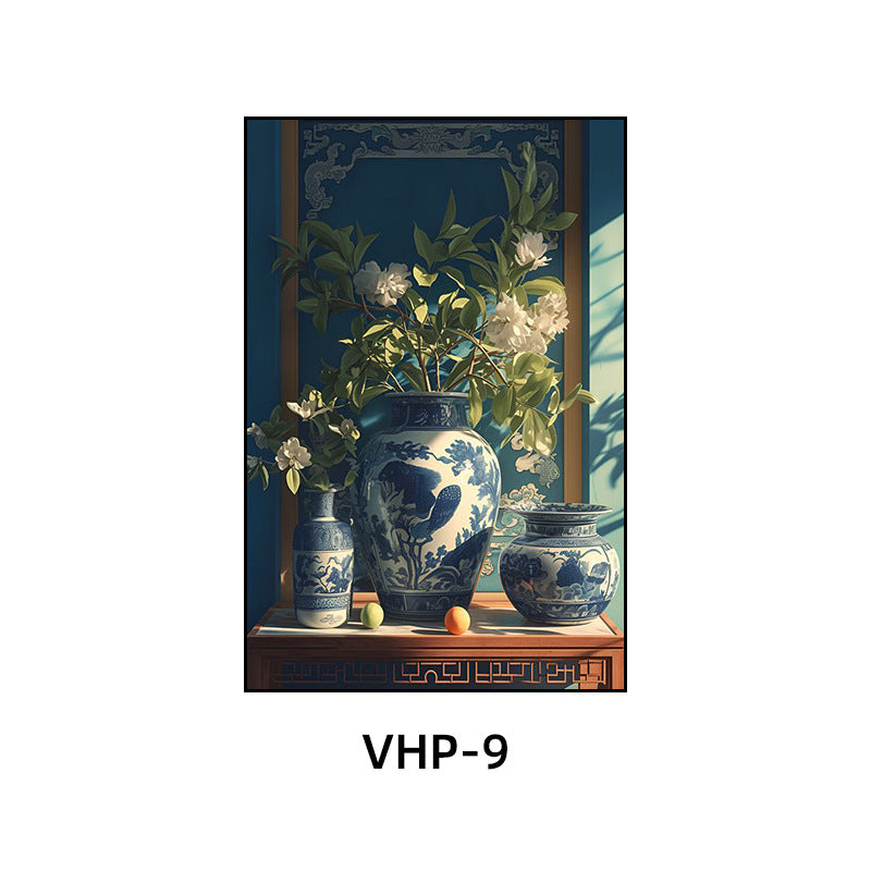 Blue and white porcelain decorative painting vase porcelain ceramic new Chinese style living room hanging painting hotel hotel restaurant box Chinese style