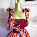 European and american cross-border women's summer  new sleeveless bow-tie bandeau waist-cinching long printed jumpsuit
